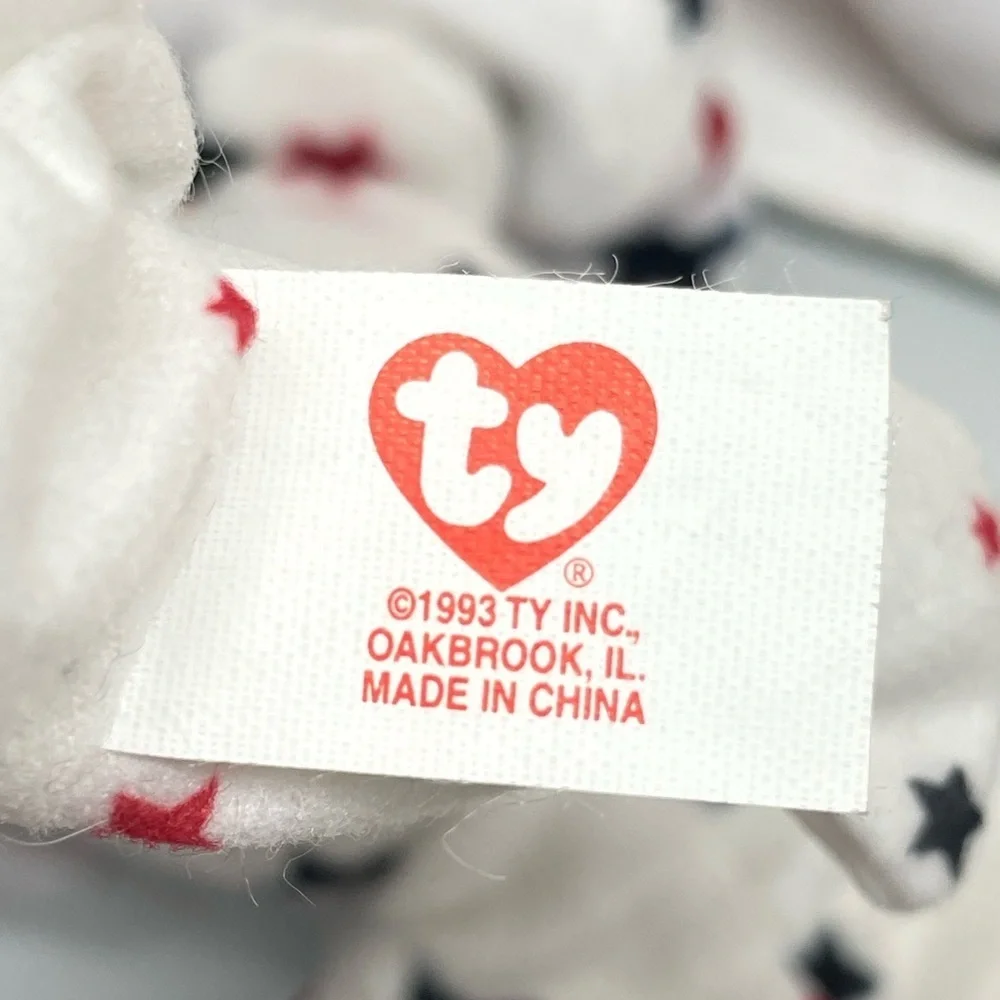 Ty Beanie Babies set 3 “Glory” white and covered in red and blue star 1 Teenie